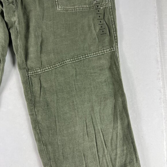American Eagle Linen Blend Pants Women's 8 Regular Light Green High Rise Tapered - Picture 4 of 16